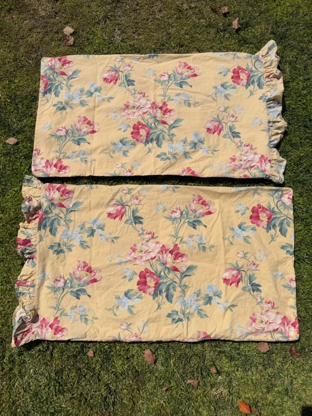 Vintage Ralph Lauren Parsonage Lane 4-Piece Twin Sheet Set Yellow Floral READ